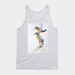 Blue Kingfishers bird art bird lovers printable bird art Tank Top